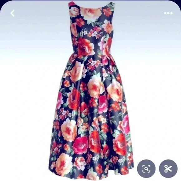 Women’s retro inspired cottage core floral Aline dress - Picture 2 of 13